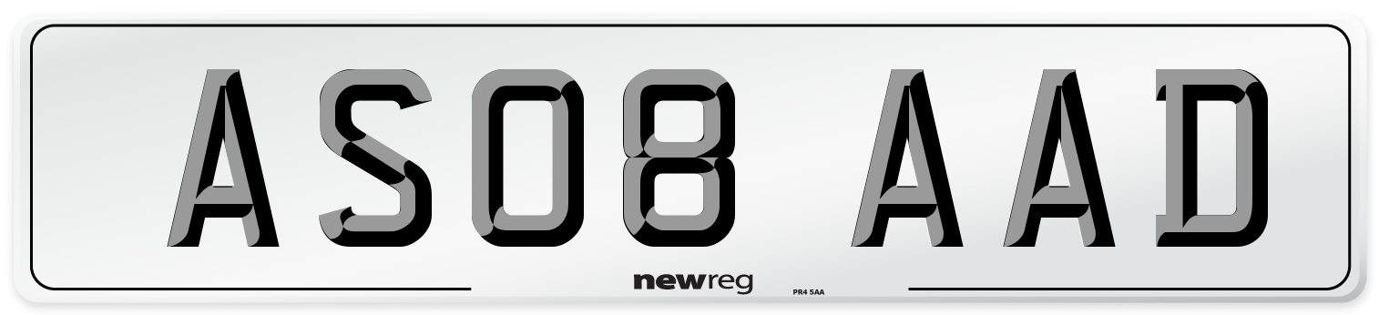 AS08 AAD Number Plate from New Reg